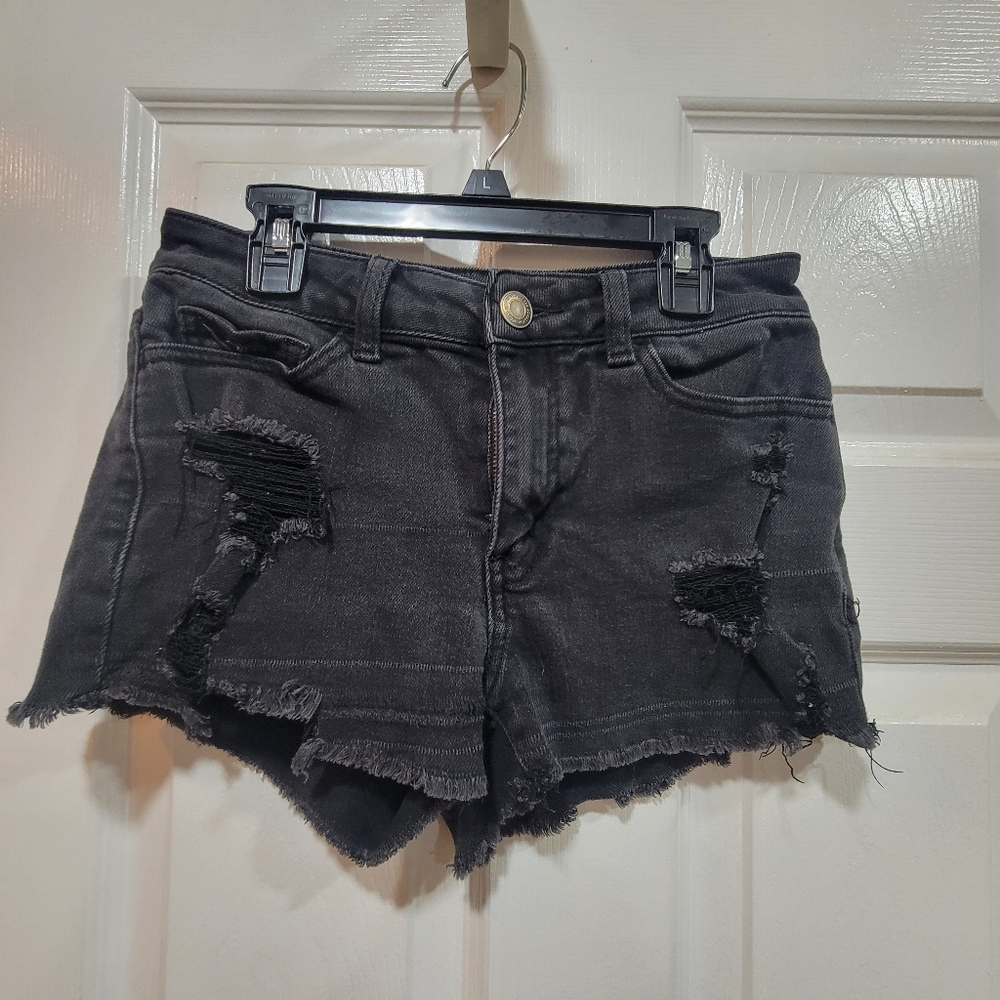 SO Black Distressed Denim Jean Shorts, Size 5/27